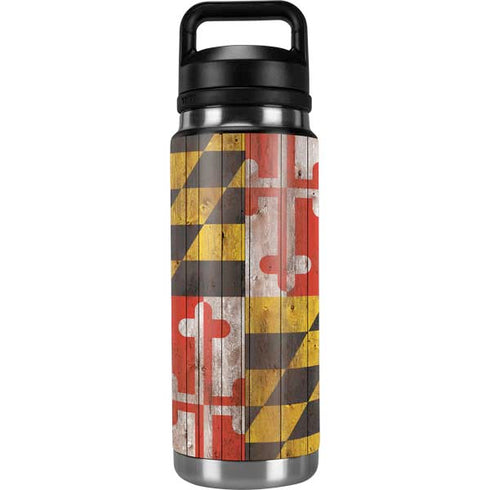 Maryland Flag Dark Wood YETI Rambler 26oz Bottle Skin