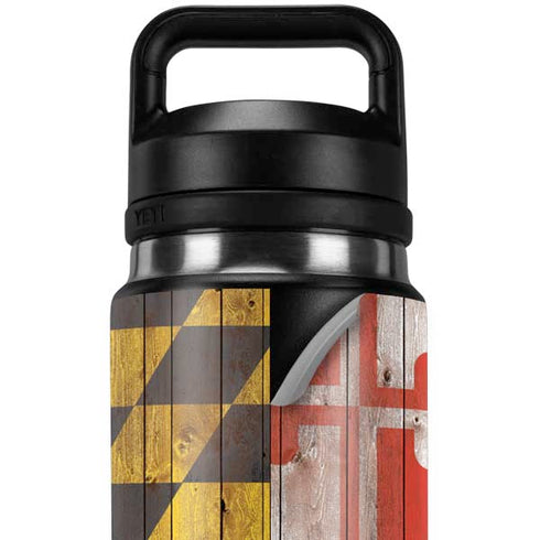 Maryland Flag Dark Wood YETI Rambler 26oz Bottle Skin