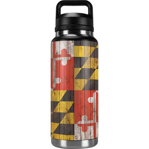 Maryland Flag Dark Wood YETI Rambler 36oz Bottle Skin