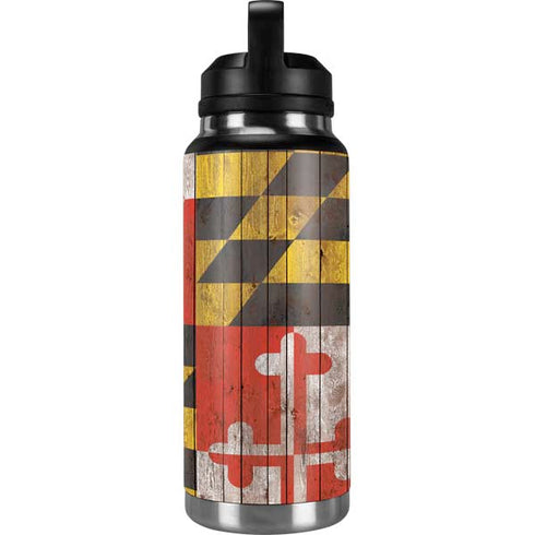 Maryland Flag Dark Wood YETI Rambler 36oz Bottle Skin