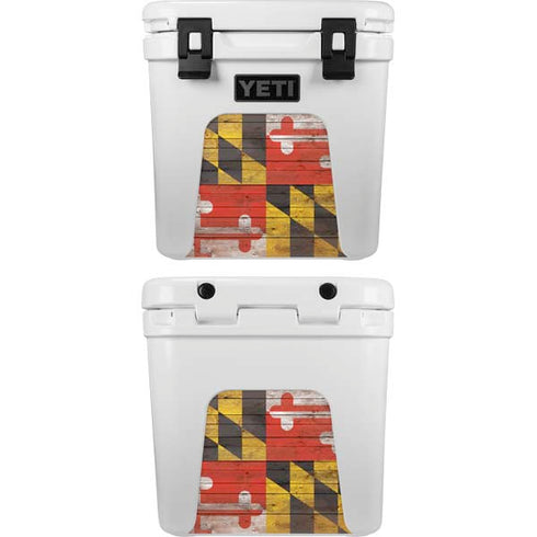 Maryland Flag Dark Wood YETI Roadie 24 Hard Cooler Skin