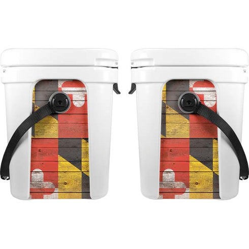 Maryland Flag Dark Wood YETI Roadie 24 Hard Cooler Skin