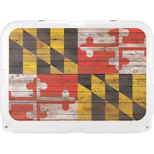 Maryland Flag Dark Wood YETI Tundra 35 Hard Cooler Skin
