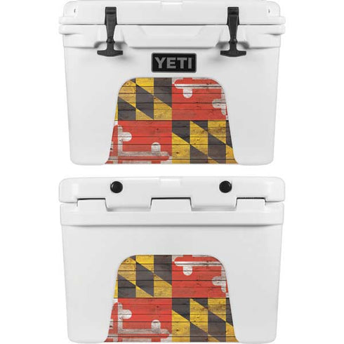 Maryland Flag Dark Wood YETI Tundra 35 Hard Cooler Skin