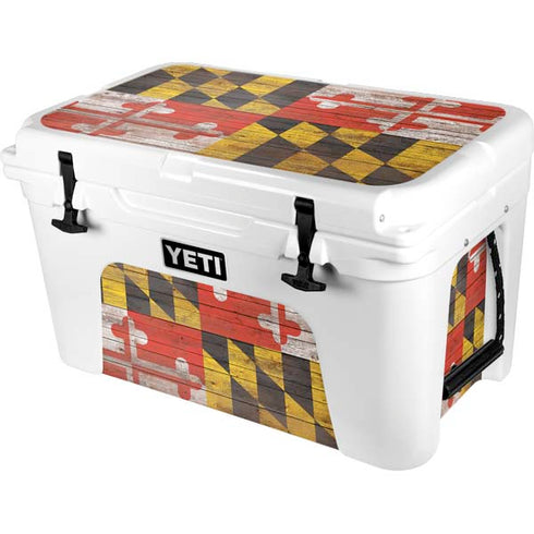 Maryland Flag Dark Wood YETI Tundra 45 Hard Cooler Skin