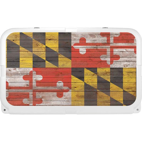 Maryland Flag Dark Wood YETI Tundra 45 Hard Cooler Skin