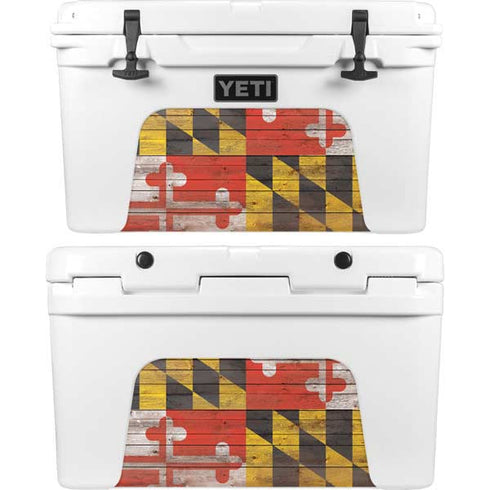 Maryland Flag Dark Wood YETI Tundra 45 Hard Cooler Skin