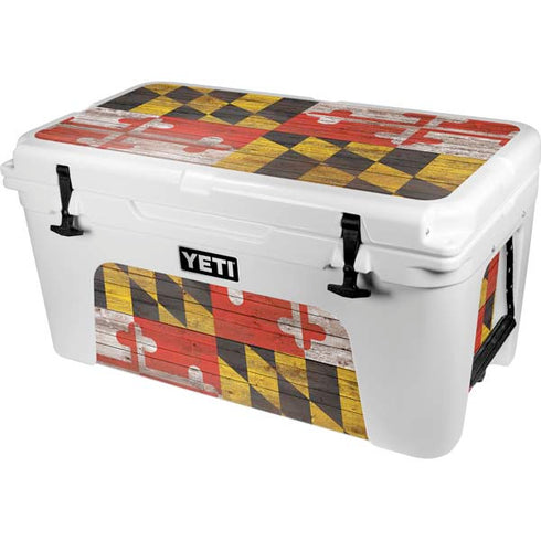 Maryland Flag Dark Wood YETI Tundra 65 Hard Cooler Skin