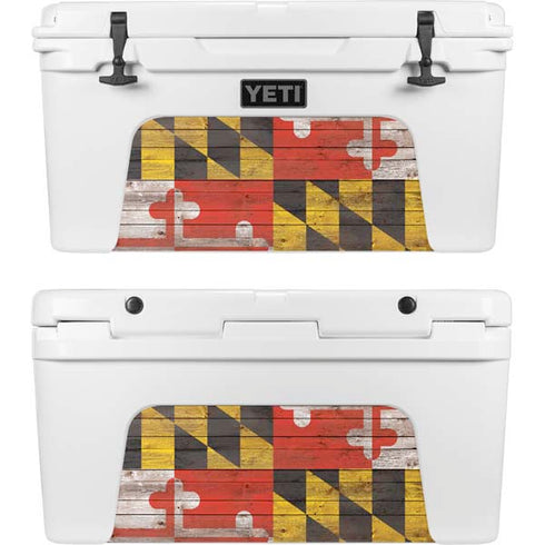 Maryland Flag Dark Wood YETI Tundra 65 Hard Cooler Skin