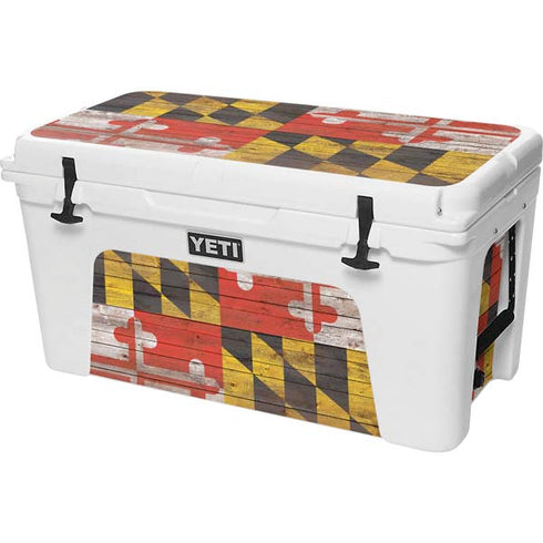 Maryland Flag Dark Wood YETI Tundra 75 Hard Cooler Skin