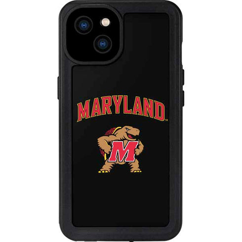 University of Maryland Collegiate Text iPhone 15 Plus Waterproof Case
