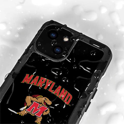University of Maryland Collegiate Text iPhone 15 Plus Waterproof Case