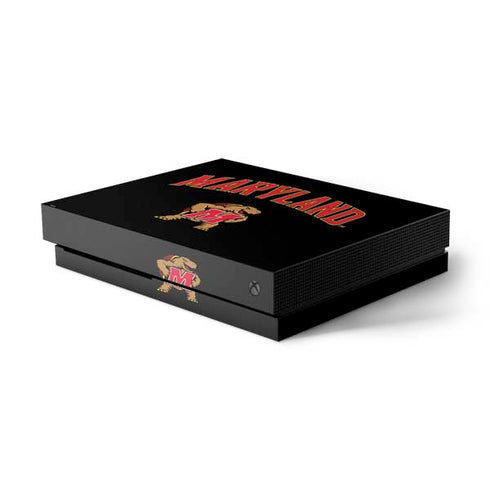 University of Maryland Collegiate Text Xbox One X Console Skin