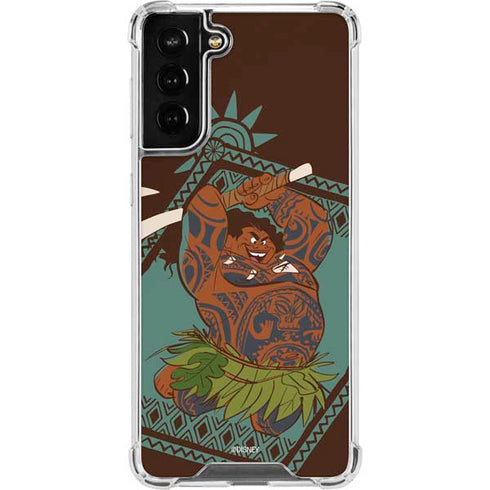 Disney Moana Maui Ready To Fight Galaxy S21 FE Clear Case
