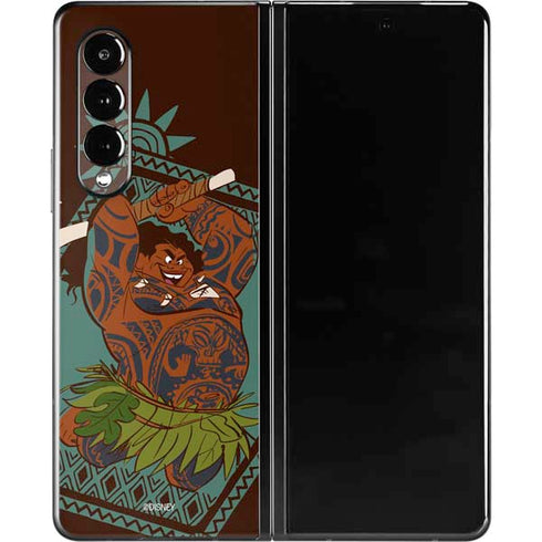 Disney Moana Maui Ready To Fight Galaxy Z Fold3 5G Skin
