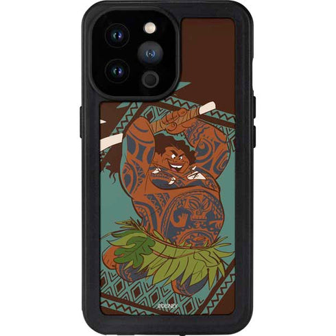 Disney Moana Maui Ready To Fight iPhone 14 Pro Max Waterproof Case