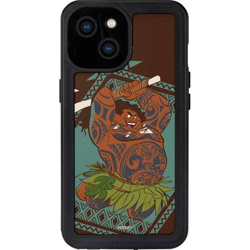 Disney Moana Maui Ready To Fight iPhone 15 Waterproof Case