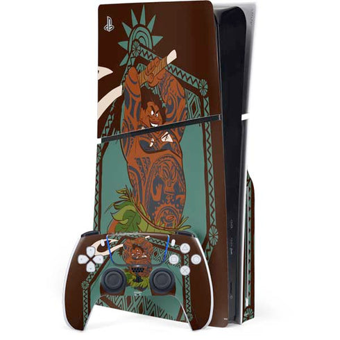 Disney Moana Maui Ready To Fight PS5 Slim Disk Bundle Skin