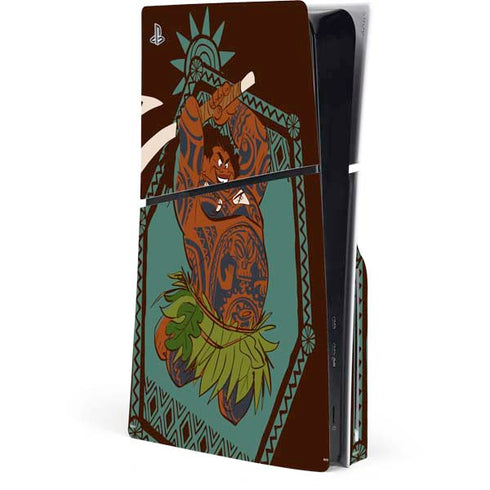 Disney Moana Maui Ready To Fight PS5 Slim Disk Console Skin
