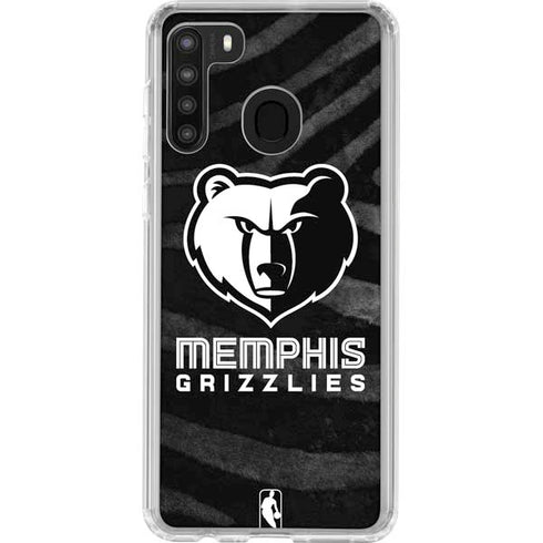 NBA Memphis Grizzlies Black Animal Print Galaxy A21 Clear Case