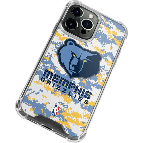 NBA Memphis Grizzlies Digi Camo iPhone 15 Pro Clear Case