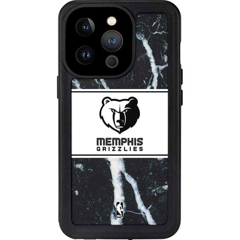 NBA Memphis Grizzlies Marble iPhone 14 Pro Waterproof Case