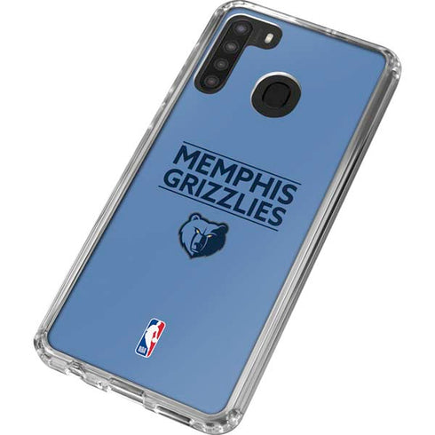 NBA Memphis Grizzlies Standard - Light Blue Galaxy A21 Clear Case