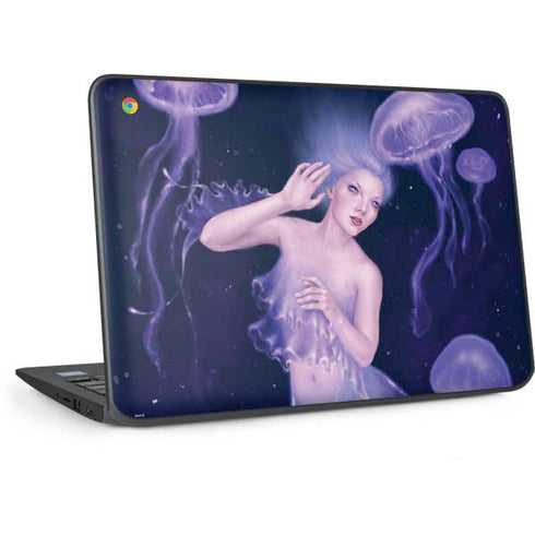 Mermaid and Jellyfish by Rachel Anderson HP Chromebook Skin