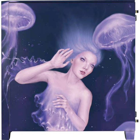 Rachel Anderson Mermaid and Jellyfish Corsair 4000D Tempered Glass Mid-Tower ATX Case Skin