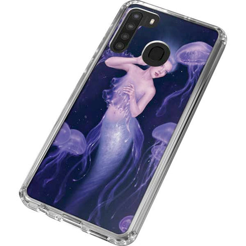 Rachel Anderson Mermaid and Jellyfish Galaxy A21 Clear Case