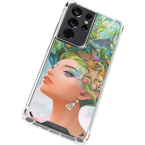 Mermaid with Sea Stars in Her Hair by Ivy Dolamore Galaxy S21 Ultra 5G Clear Case