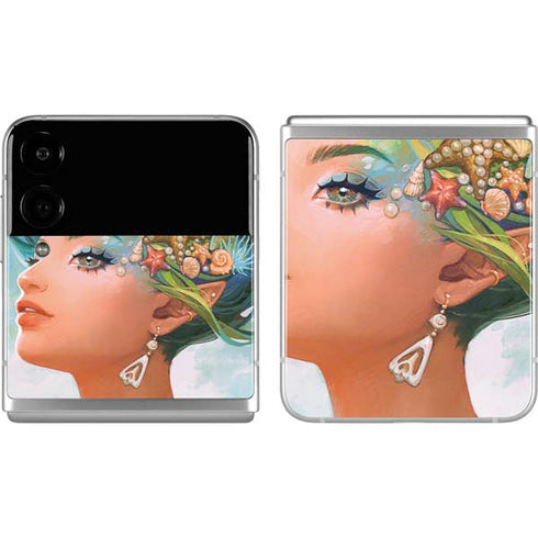Mermaid with Sea Stars in Her Hair by Ivy Dolamore Galaxy Z Flip4 5G Skin