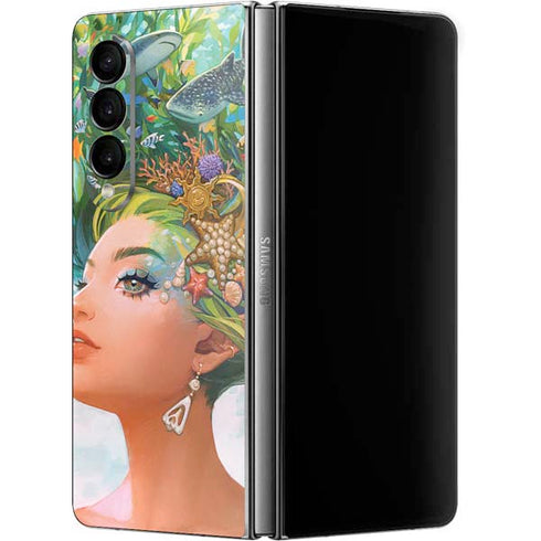 Mermaid with Sea Stars in Her Hair by Ivy Dolamore Galaxy Z Fold4 5G Skin