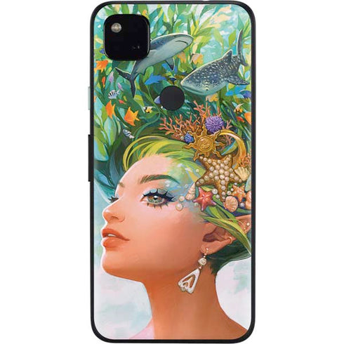 Mermaid with Sea Stars in Her Hair by Ivy Dolamore Google Pixel 4a Skin