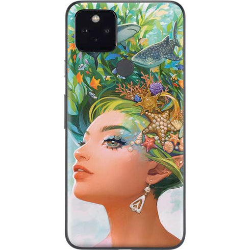 Mermaid with Sea Stars in Her Hair by Ivy Dolamore Google Pixel 5a Skin