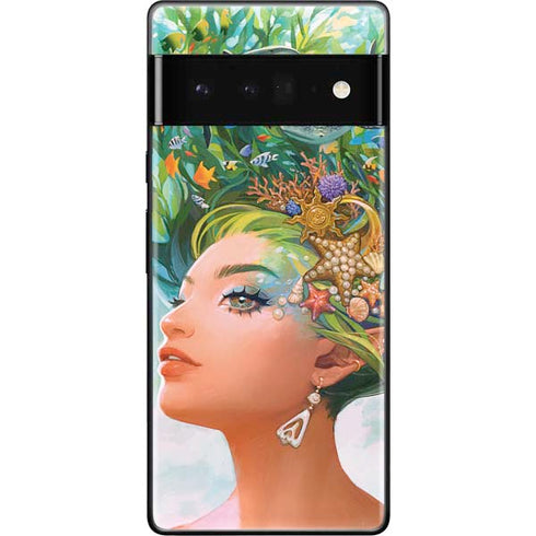Mermaid with Sea Stars in Her Hair by Ivy Dolamore Google Pixel 6 Pro Skin