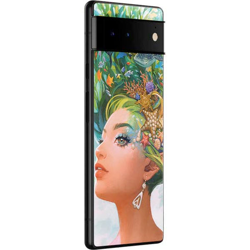 Mermaid with Sea Stars in Her Hair by Ivy Dolamore Google Pixel 6 Skin