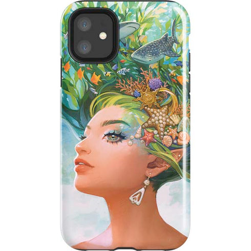 Mermaid with Sea Stars in Her Hair by Ivy Dolamore iPhone 11 Impact Case