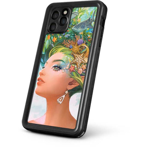 Mermaid with Sea Stars in Her Hair by Ivy Dolamore iPhone 11 Pro Max Waterproof Case
