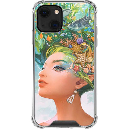 Mermaid with Sea Stars in Her Hair by Ivy Dolamore iPhone 13 Mini Clear Case