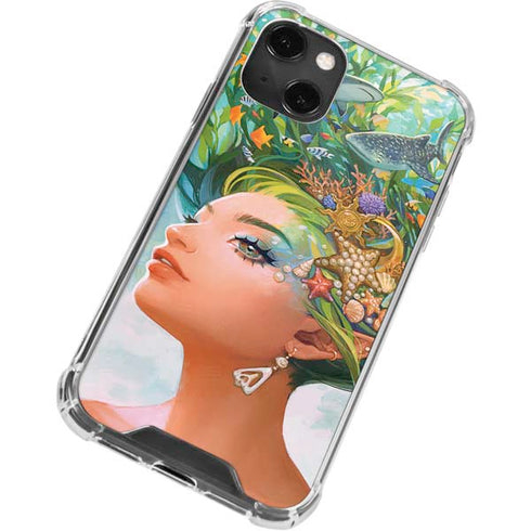 Mermaid with Sea Stars in Her Hair by Ivy Dolamore iPhone 13 Mini Clear Case