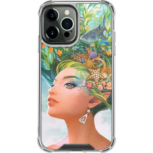 Mermaid with Sea Stars in Her Hair by Ivy Dolamore iPhone 14 Pro Max Clear Case