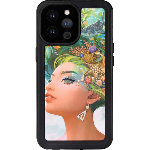 Mermaid with Sea Stars in Her Hair by Ivy Dolamore iPhone 14 Pro Max Waterproof Case