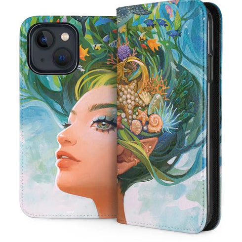 Mermaid with Sea Stars in Her Hair by Ivy Dolamore iPhone 15 Folio Case