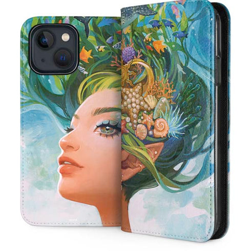 Mermaid with Sea Stars in Her Hair by Ivy Dolamore iPhone 15 Plus Folio Case