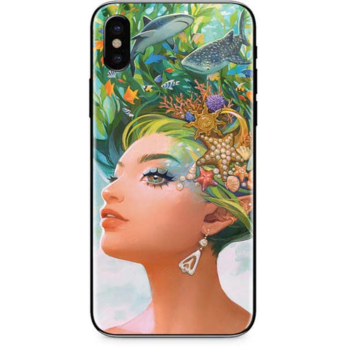 Mermaid with Sea Stars in Her Hair by Ivy Dolamore iPhone X Skin