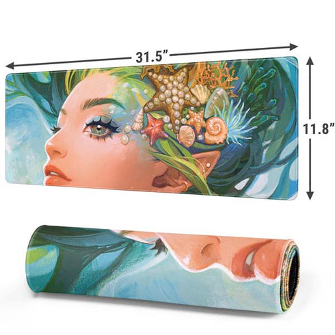 Mermaid with Sea Stars in Her Hair by Ivy Dolamore Gaming Mouse Pad