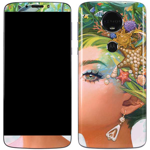 Mermaid with Sea Stars in Her Hair by Ivy Dolamore Moto E5 Plus Skin
