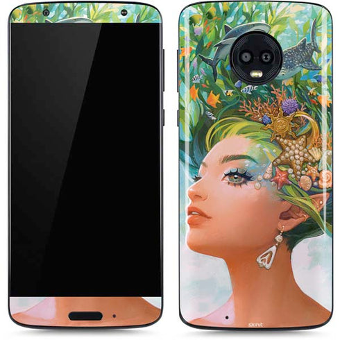 Mermaid with Sea Stars in Her Hair by Ivy Dolamore Moto G6 Skin