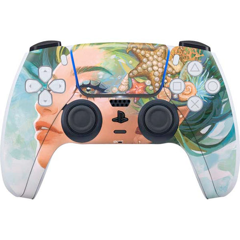 Mermaid with Sea Stars in Her Hair by Ivy Dolamore PS5 Controller Skin